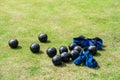 Bedford, Bedfordshire, UK. May 19,2019.Bowls or lawn bowls. Free community event in Bedford park Royalty Free Stock Photo