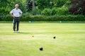 Bedford, Bedfordshire, UK. May 19,2019.Bowls or lawn bowls. Free community event in Bedford park Royalty Free Stock Photo