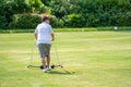 Bedford, Bedfordshire, UK. May 19,2019.Bowls or lawn bowls. Free community event in Bedford park Royalty Free Stock Photo