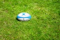 Bedford, Bedfordshire, UK. May 19,2019. A rugby ball is an elongated ellipsoidal ball used in rugby football