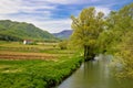 Bednja river and Bela castle springtime view Royalty Free Stock Photo