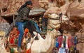 Bedouin on camel in Petra Jordan 20 February 2020