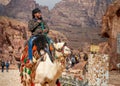 Bedouin on camel in Petra Jordan 20 February 2020