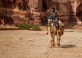 Bedouin on camel in Petra Jordan 20 February 2020