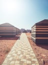 Bedouin camp with traditional tents in Wadi Rum desert, Jordan Royalty Free Stock Photo