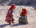 Bedouin children entertain tourists. Kids of the Sahara desert