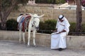 Bedouin man wait tourist near his mule in Jerusalem