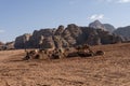 Bedouin nomads camp with camels Royalty Free Stock Photo