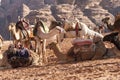 Bedouin nomads camp with camels Royalty Free Stock Photo