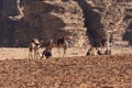 Bedouin nomads camp with camels Royalty Free Stock Photo