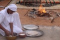 Bedouin Prepare Bread at a Desert Camp in Wahiba Sands in Oman