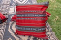 Bedouin-style embroidered pillowcases for sale at local street market