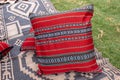Bedouin-style embroidered pillowcases for sale at street market