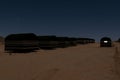 Bedouin tent camp under the stars of Wadi Rum, Jordan, at night Royalty Free Stock Photo