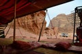 View of Lawrence House from the Bedouin Tent, Wadi Rum, Jordan Royalty Free Stock Photo