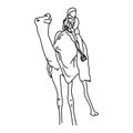Bedouin or tourist on a Camel vector illustration sketch doodle hand drawn with black lines isolated on white background Royalty Free Stock Photo