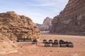 Bedouin tourist tents in the Wadi Rum desert in Jordan Royalty Free Stock Photo