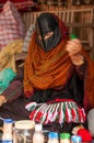 Bedouin women wearing colorful Omani dress Royalty Free Stock Photo