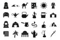Bedouins icons set simple vector. Arab desert