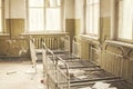 Bedroom of abandoned kindergarten in Chernobyl, Exclusion Zone,