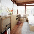 Bedroom in attic integration Detail Royalty Free Stock Photo