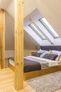 Bedroom at the attic Royalty Free Stock Photo