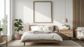 Bedroom With Bed, Chair, and Plant Royalty Free Stock Photo