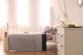 Bedroom with bed and dresser Royalty Free Stock Photo