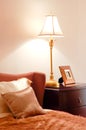 Bedroom with bed and lamp Royalty Free Stock Photo