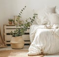 Bedroom With Bed and Plant Basket