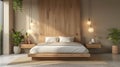 Bedroom With Bed and Plant Royalty Free Stock Photo