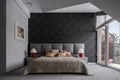 Elegant bedroom with black wallpaper Royalty Free Stock Photo