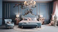 bedroom blue and rose gold In Royalty Free Stock Photo