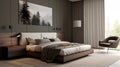 Bedroom Brown interior design for inspiration and ideas. forest Royalty Free Stock Photo