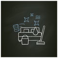 Bedroom cleaning chalk icon