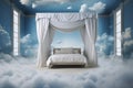 bedroom in the clouds, concept of pleasant dreams. Royalty Free Stock Photo