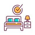 Bedroom color line icon. Apartament booking sign. Take rest. Pictogram for web page, mobile app, promo. UI UX GUI design element. Royalty Free Stock Photo