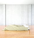 Bedroom with concrete wall