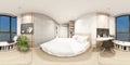 bedroom in condominium modern wooden style interior room 3d rendering 360 degree view