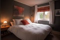 bedroom with crisp linens, fluffy pillows and warm duvet for a restful night's sleep