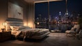 bedroom with a 3D background view of a bustling port, recognizing the hard work of those