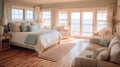 Bedroom decor, home interior design . Coastal Farmhouse style Royalty Free Stock Photo