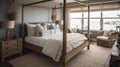 Bedroom decor, home interior design . Coastal Nautical style