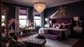 Bedroom decor, home interior design . Glam Hollywood Regency style
