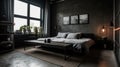 Bedroom decor, home interior design . Industrial Minimalist style