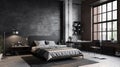 Bedroom decor, home interior design . Industrial Minimalist style