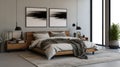 Bedroom decor, home interior design . Modern Minimalist style Royalty Free Stock Photo