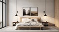 Bedroom decor, home interior design . Modern Minimalist style Royalty Free Stock Photo