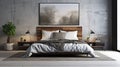 Bedroom decor, home interior design . Modern Minimalist style Royalty Free Stock Photo