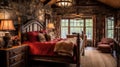 Bedroom decor, home interior design . Rustic Country style Royalty Free Stock Photo